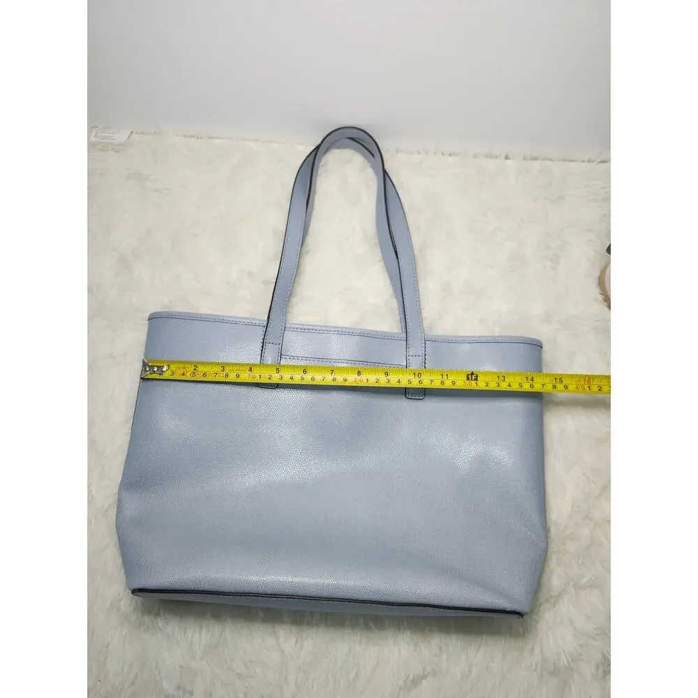 Michael Kors Light Blue Leather Tote with Gold Plaque - Picture 13 of 15
